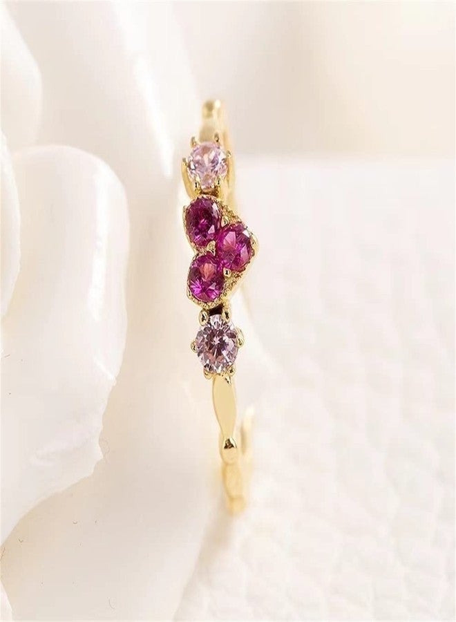 AZQ 925 Sterling Silver Shiny Diamond Ring 18K Gold Ruby Cocktail Ring Heart-Shaped Cubic Zirconia Anniversary Rings CZ Diamond Halo Ring Eternity Engagement Wedding Band Ring for Women Z.9 (US Code 9) - Image 1